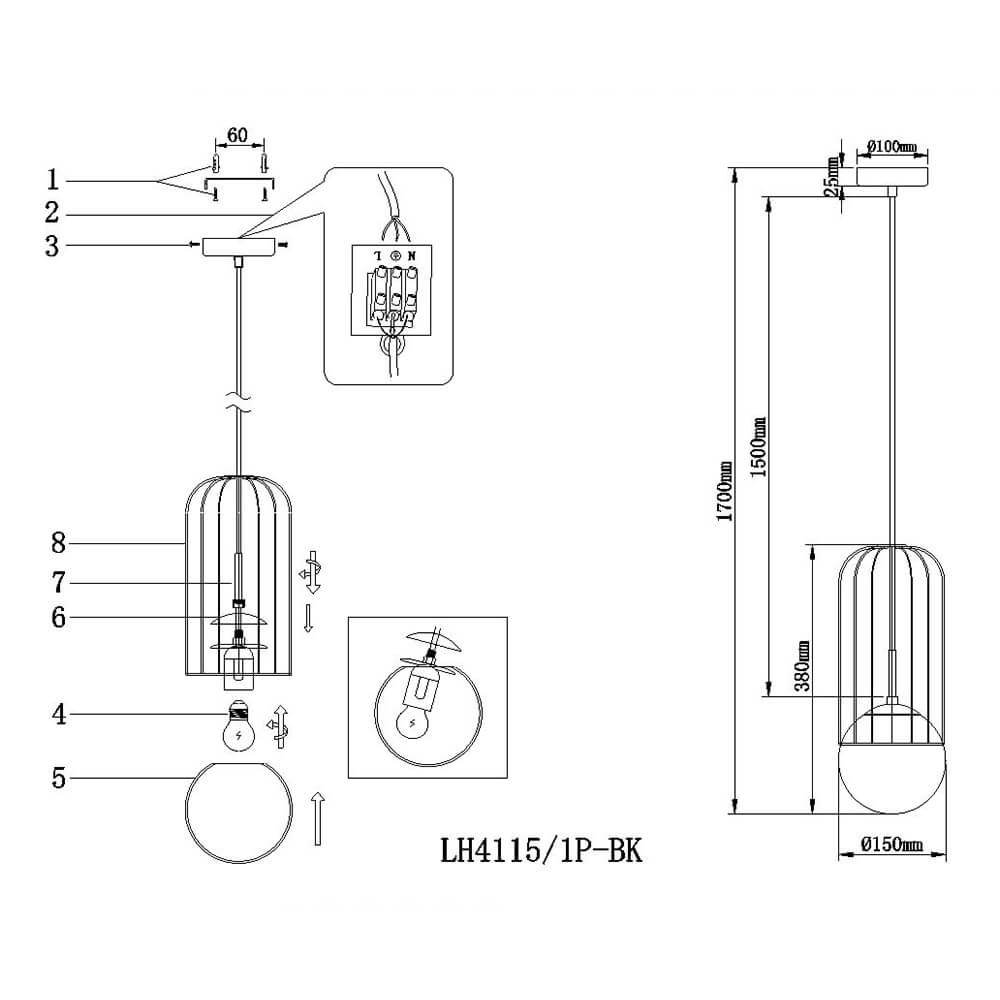 Подвесной светильник Lumien Hall Turi LH4115/1P-BK
