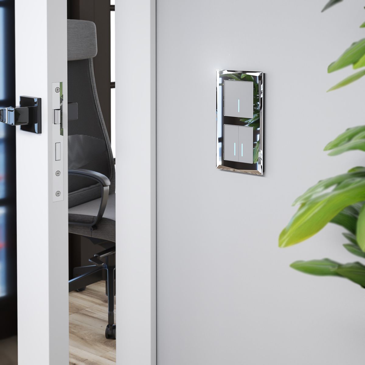 Сенсорный выключатель двухклавишный Werkel с подсветкой серебряный W4520106 4690389171239