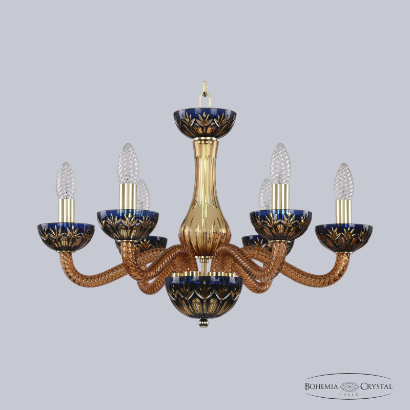 Подвесная люстра Bohemia Ivele Crystal 1309/6/200 G Am/Amber-Blue/H-1I