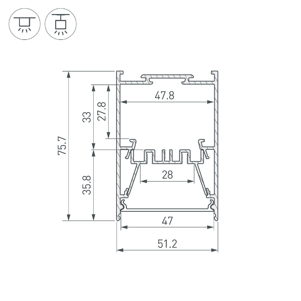 Алюминиевый профиль Arlight LINE-5075-HONEYCOMB-2000 BLACK 044874