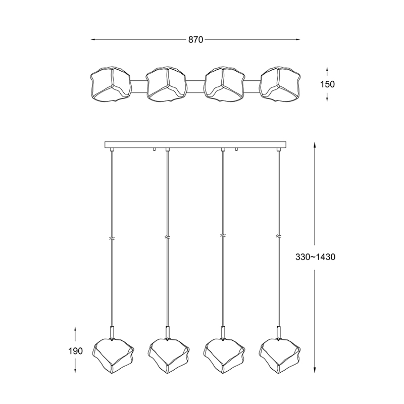 Подвесной светильник Zumaline ROCK P0488-04F-B5AC