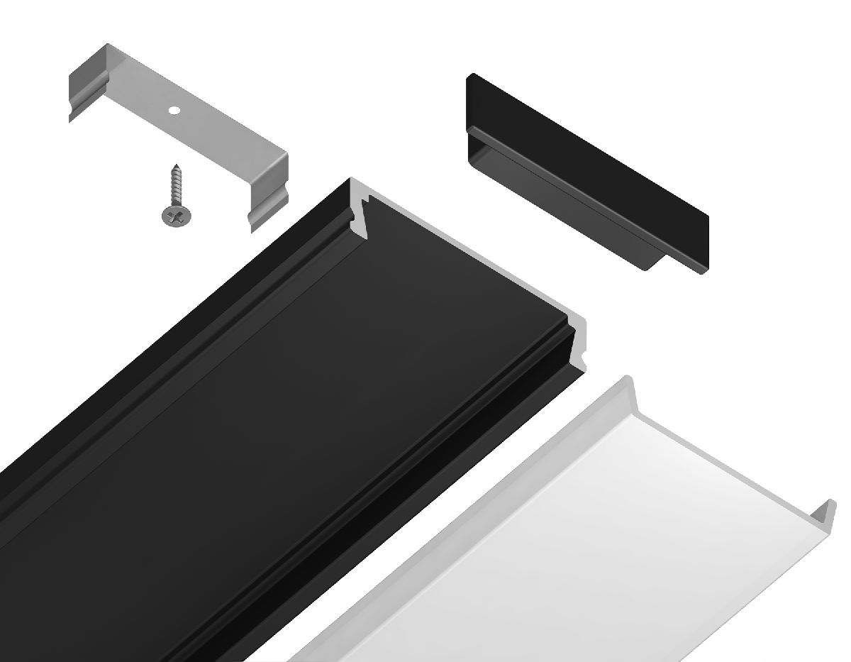 Алюминиевый накладной профиль Ambrella Light Alum Profile GP1800BK