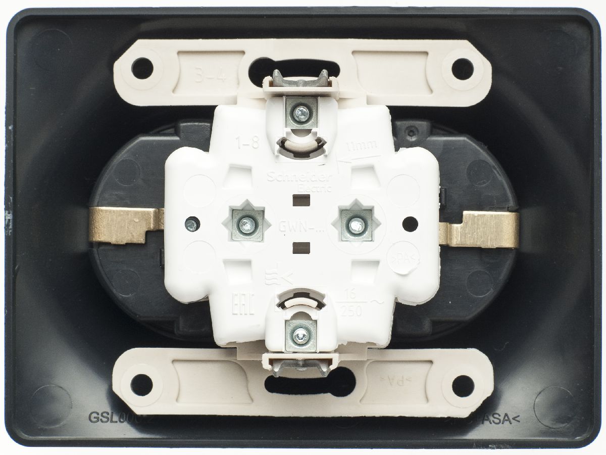 Розетка 2-ая с/з, 16А (в сборе) Systeme Electric Glossa Антрацит GSL000724