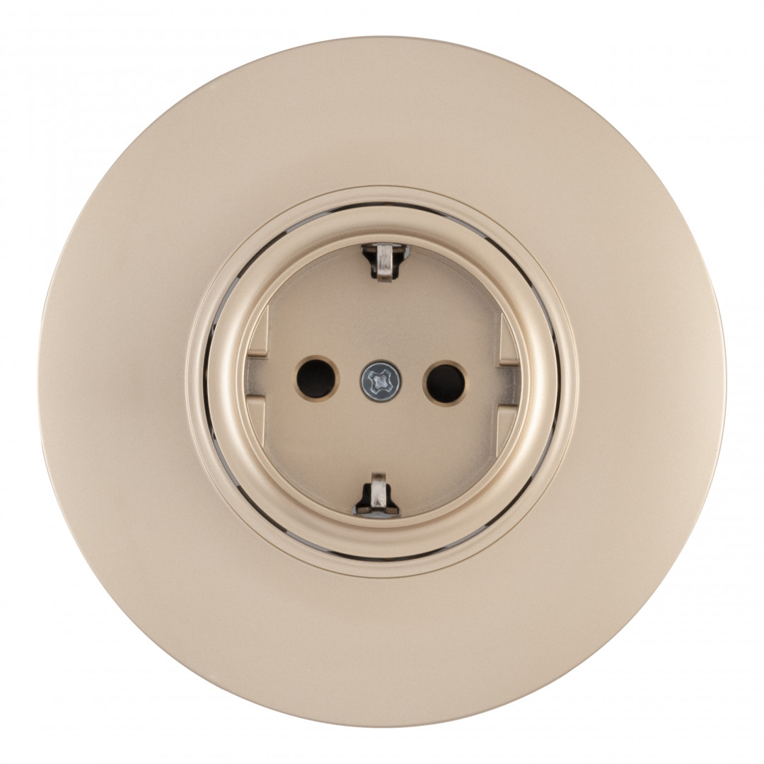 Розетка круглая с/з и шторками и рамкой Arte Milano SET08-1-40-1 shampan