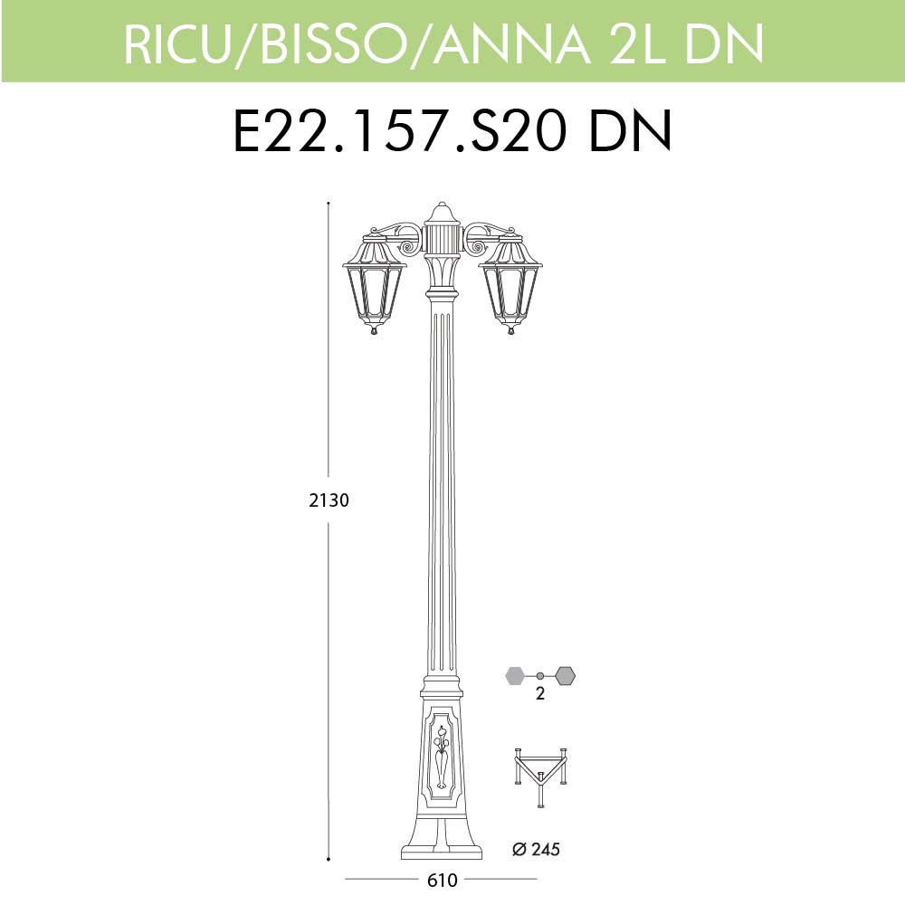 Уличный фонарь Fumagalli Ricu Bisso/Anna 2L Dn E22.157.S20.BXF1RDN