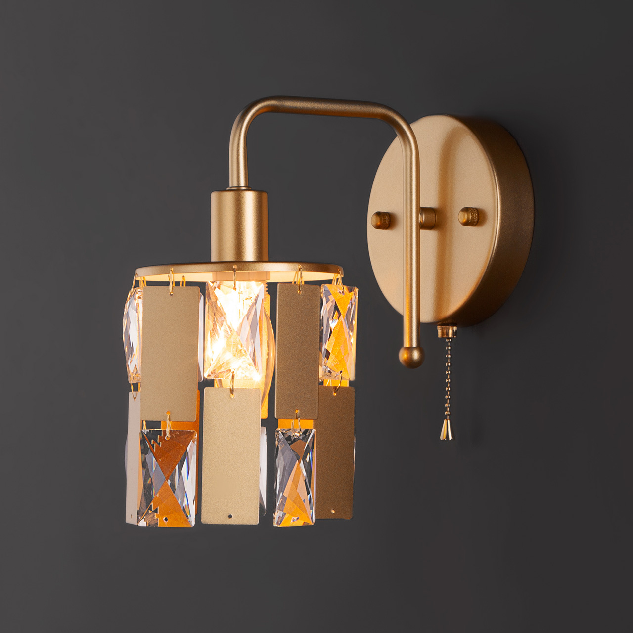 Бра Eurosvet Scoppio 10101/1 перламутровое золото/прозрачный хрусталь Strotskis