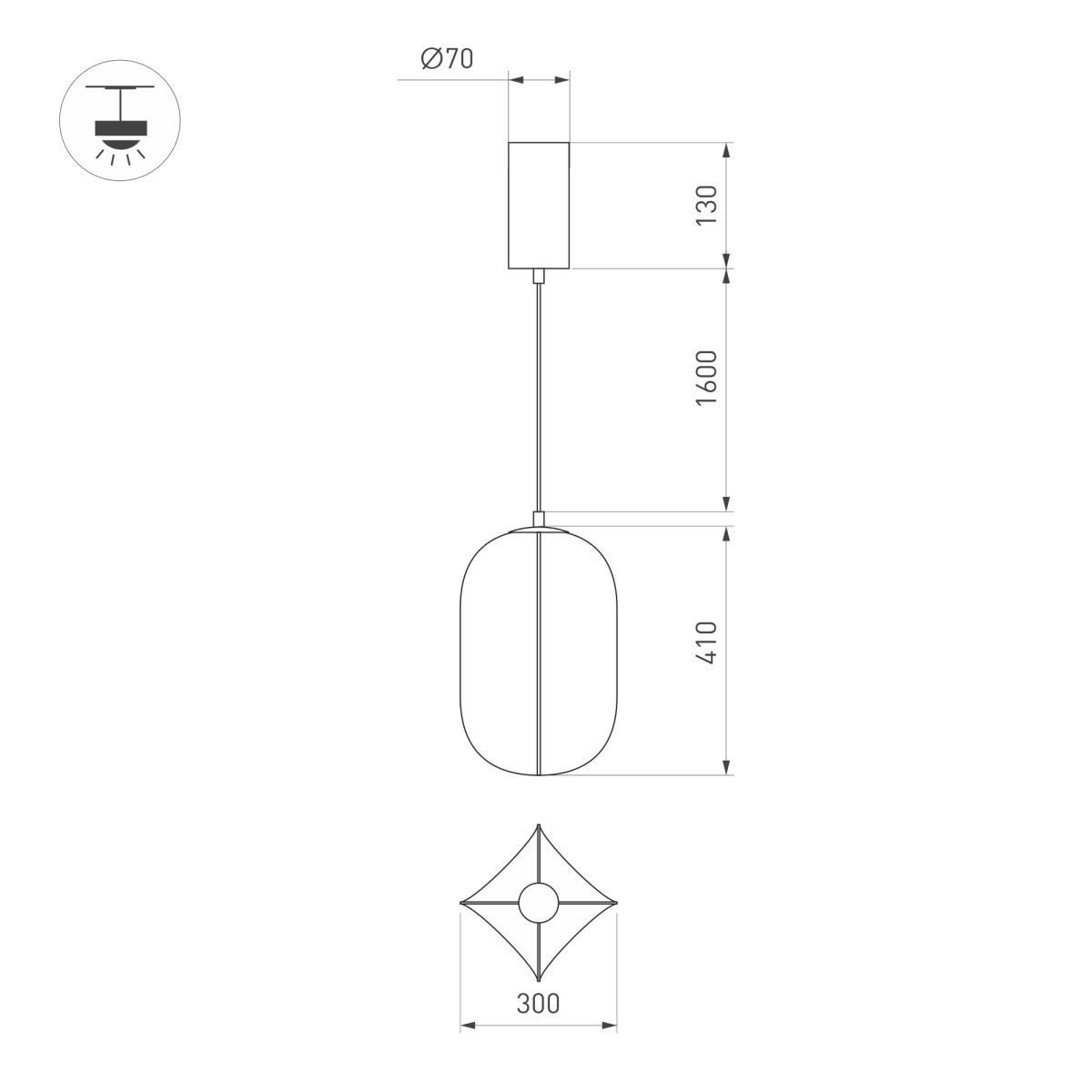 Подвесной светильник Arlight SP-SETA-HANG-L410х300-7W Warm2700 (WH, 320 deg, 230V) (IP20, Натуральный шелк) 056883