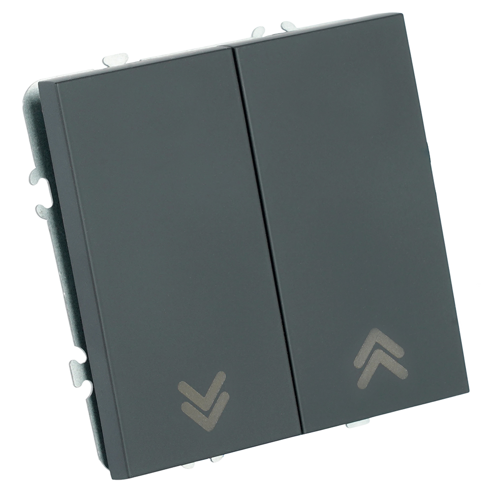 Выключатель 2-клавишный самовозвратный (механизм) Stekker Эмили 250В 10А RSW10-5113-05 черный уголь soft touch 50327