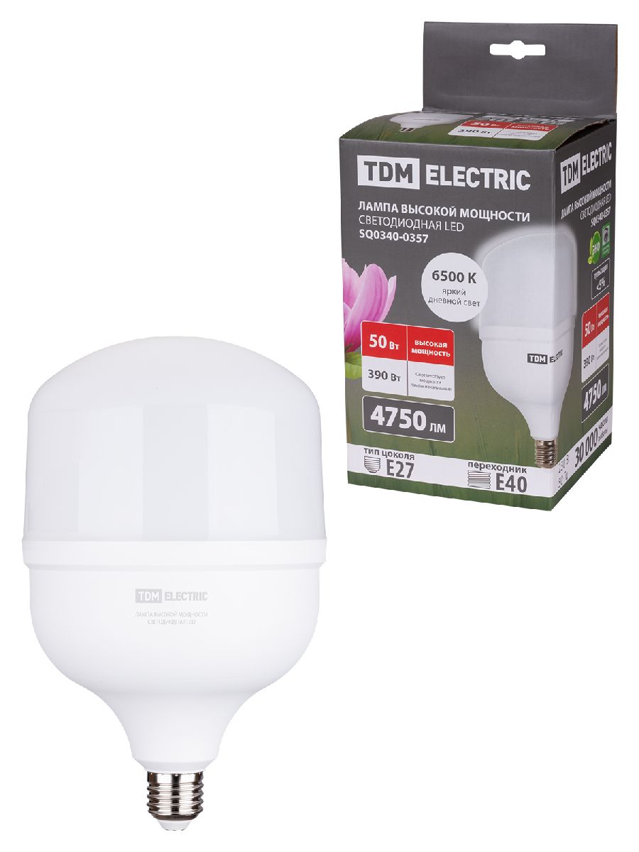 Лампа светодиодная TDM Electric E27 50W 6500K матовая SQ0340-0357