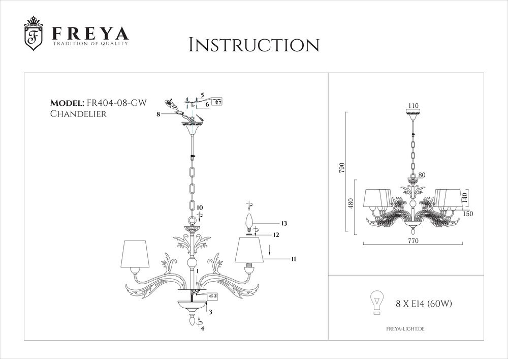 Подвесная люстра Freya Agas FR2404-PL-08-WG