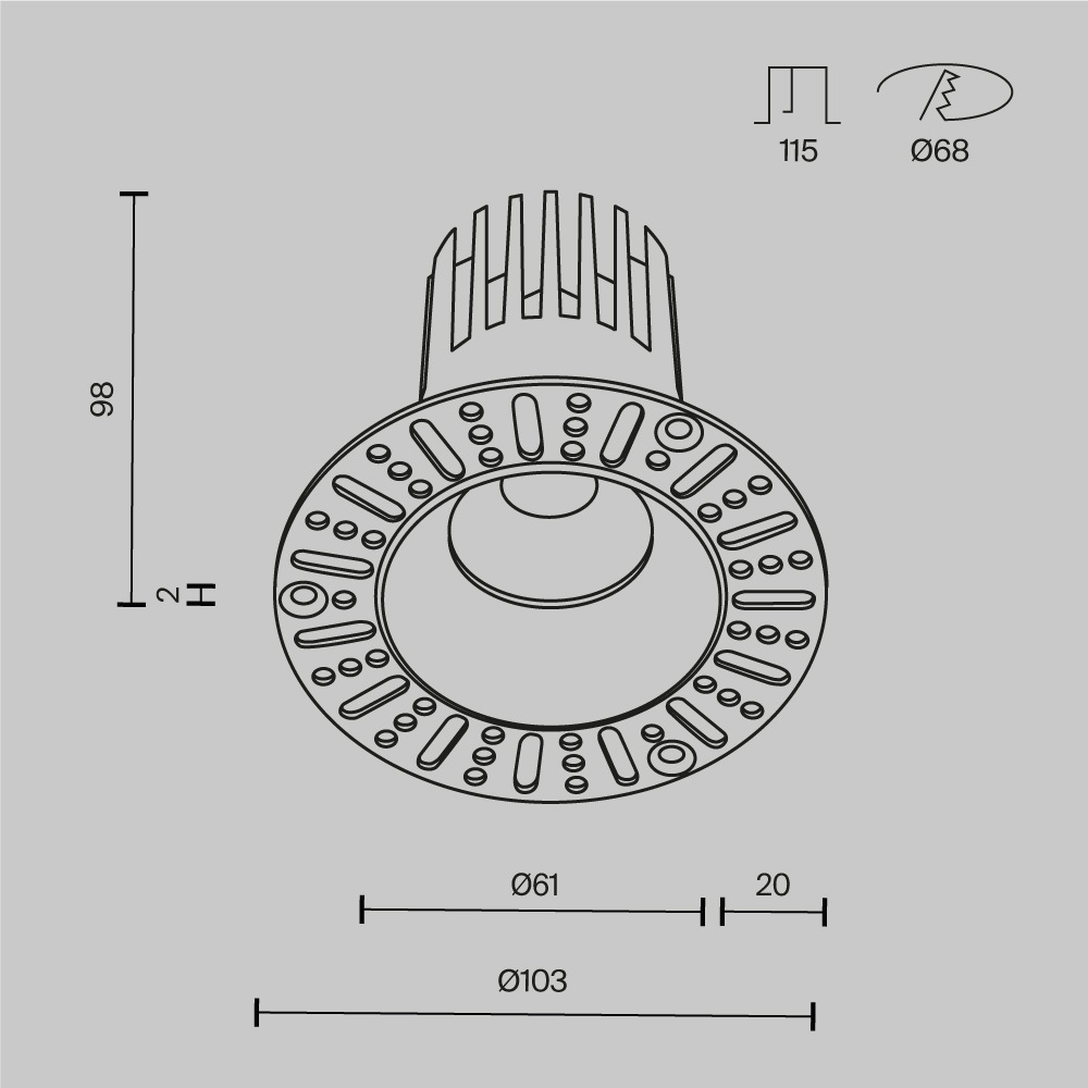 Встраиваемый светильник Maytoni Dip DL121-15W-2.7K-TRS-B