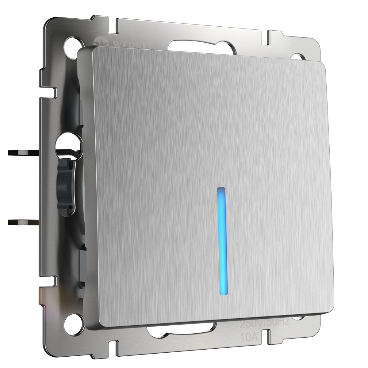 Выключатель одноклавишный с подсветкой Werkel (cеребряный рифленый) W1110109 4690389157578 a050902