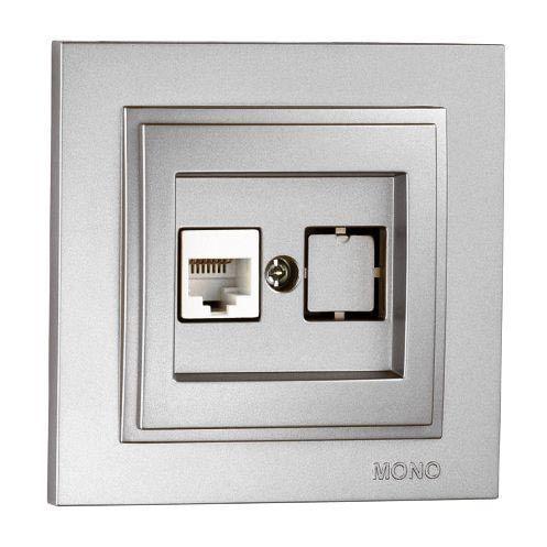 Розетка компьютерная Rj45 Cat6 Mono Electric Despina серебро 102-212105-125