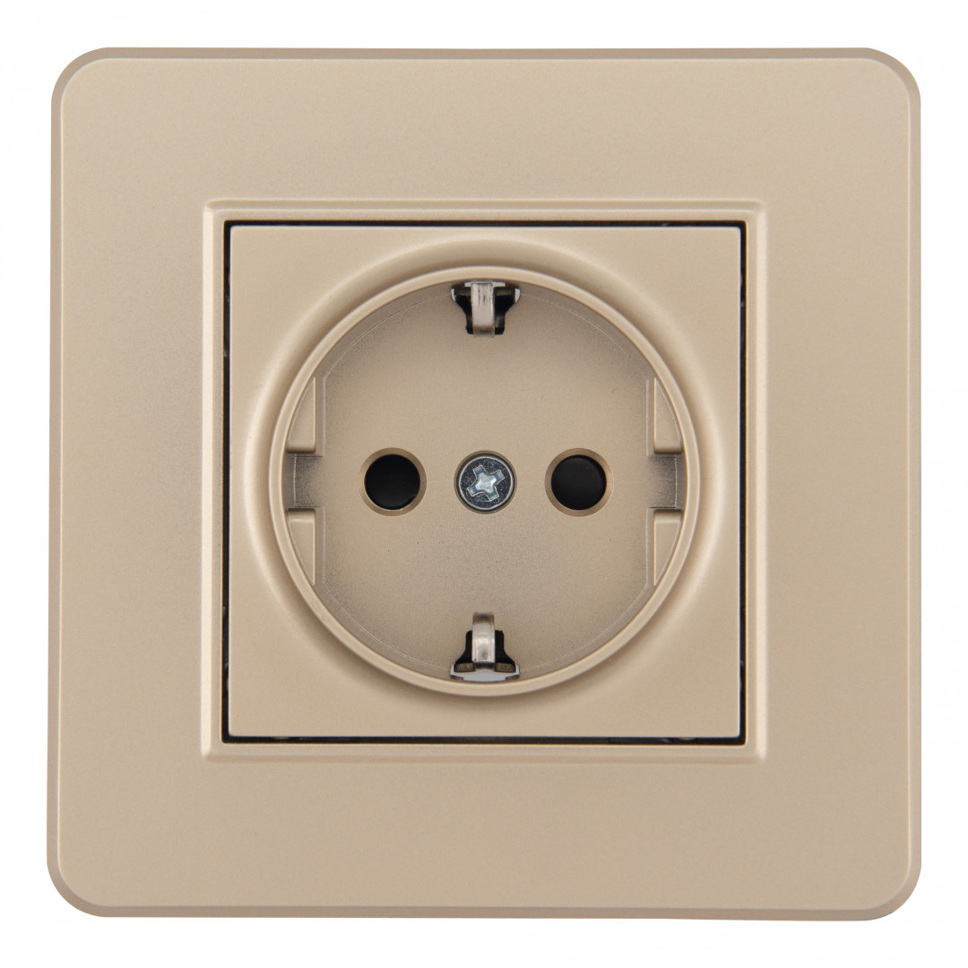 Комплект розетки с/з и шторками и рамкой Arte Milano SET16-1-40-1 shampan