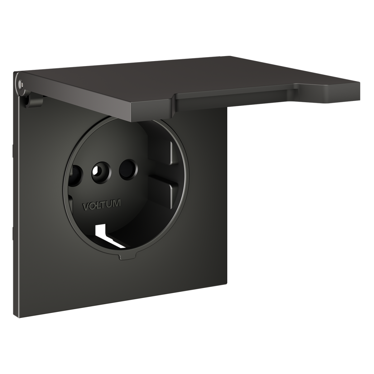 Накладка для розетки с заземлением, защитными шторками и крышкой Voltum S70 (титан) VLS000806