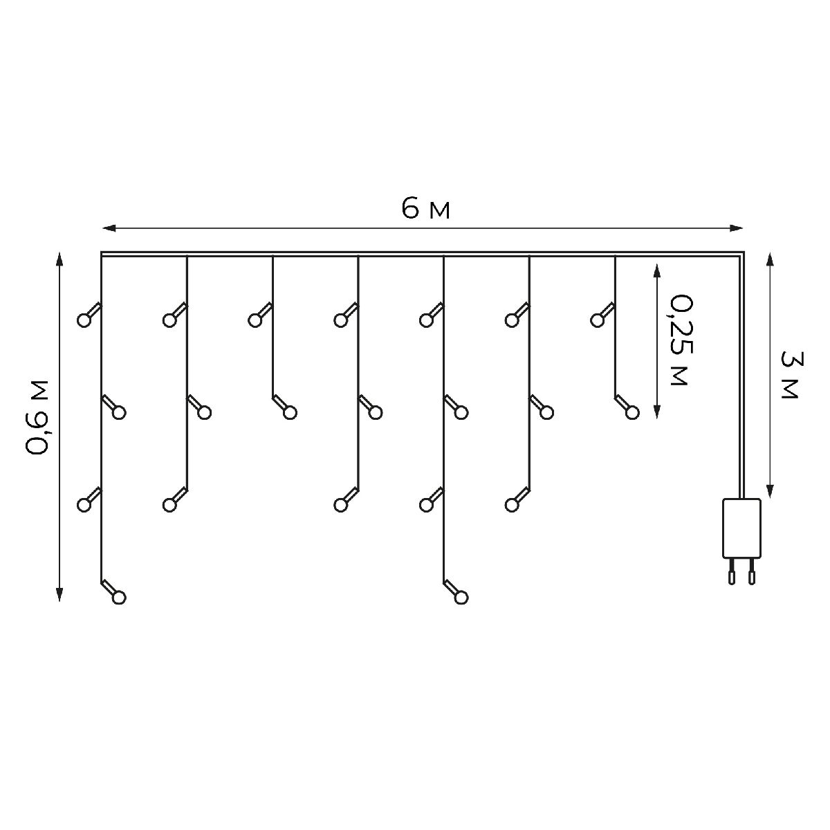 Гирлянда Бахрома Uniel ULD-B6006-080/STK WHITE IP44 UL-00012074