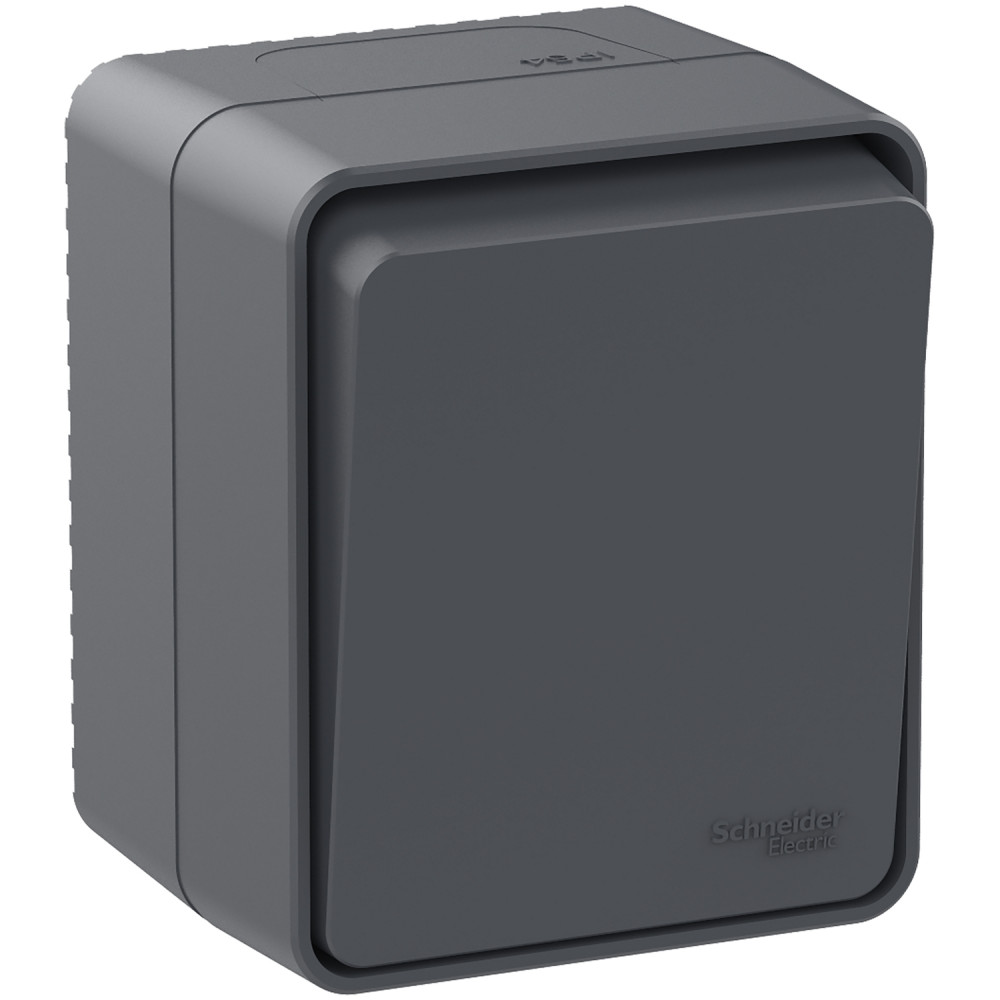 Переключатель 1-клавишный 10 АХ Systeme Electric AtlasDesign Profi54 Наруж Антрацит ATN544061