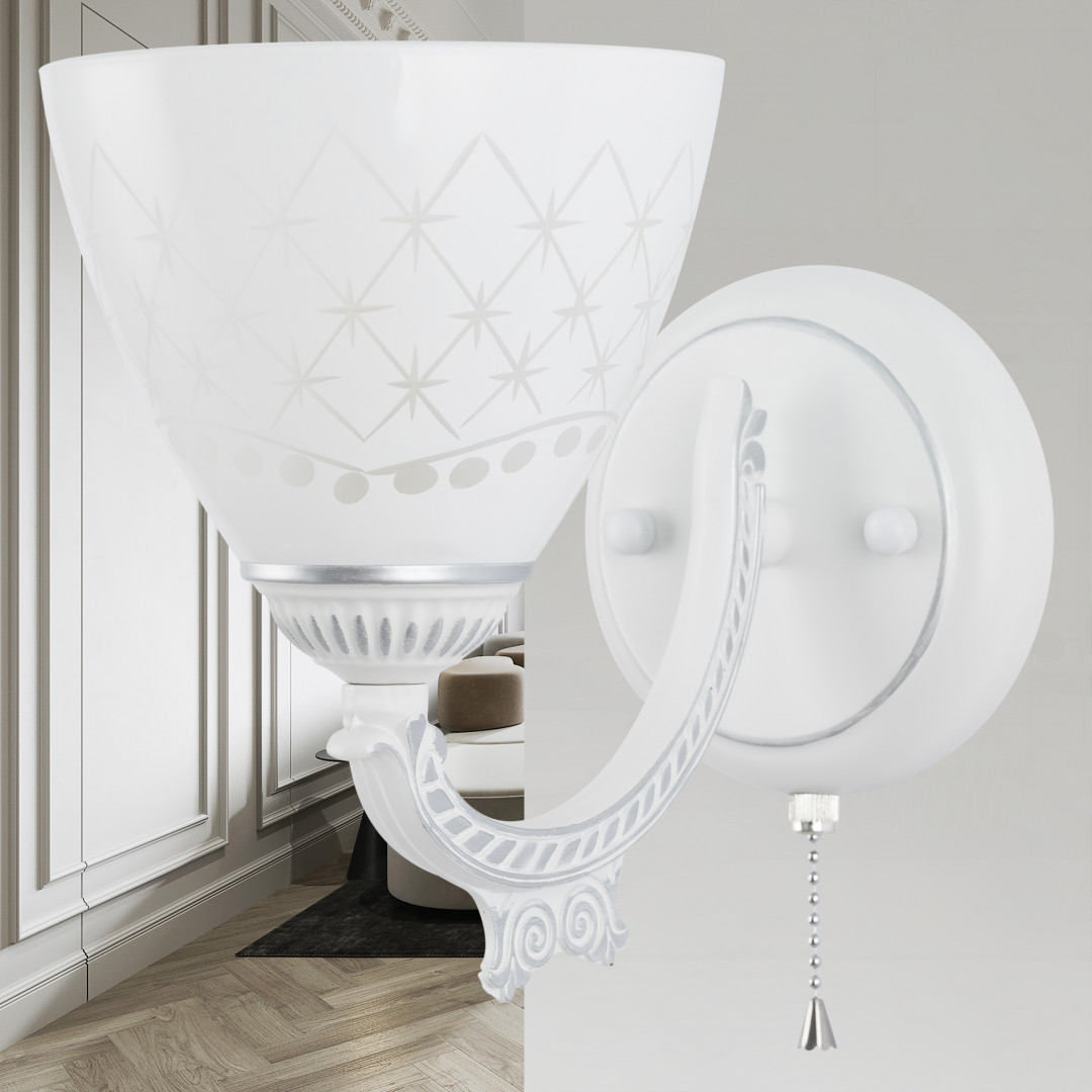 Бра с выключателем на корпусе Arte Milano 343837/1W WT+SL