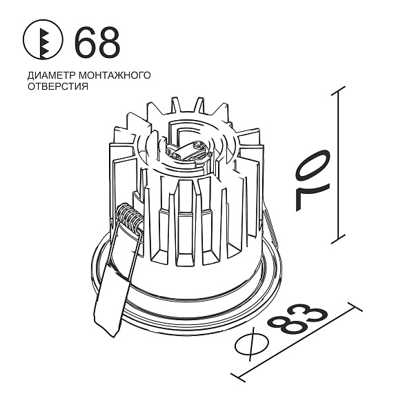 Встраиваемый светодиодный светильник Ledron FAST TOP MINI Black Triac Dim 00000018221