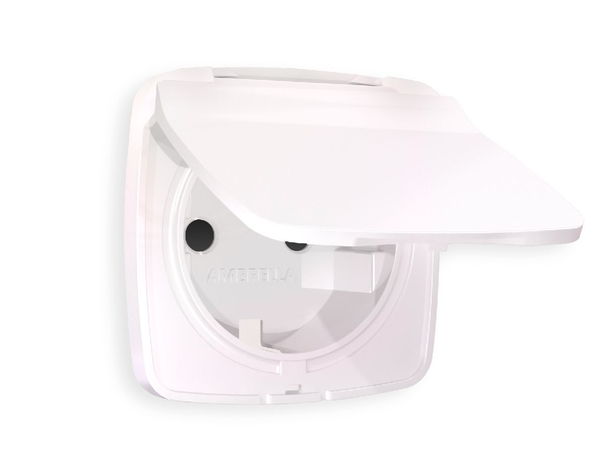 Лицевая панель для розетки с/з со шторками и крышкой Ambrella Volt Omega OP2080