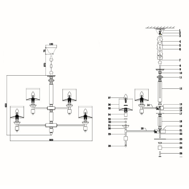 Подвесная люстра Lumien Hall Vivien LH1038/15H-NK-WT