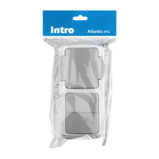 Блок розетка с выключателем Эра Intro Atlantic 5-702-03 двойным 2P+E открытой установки Б0050948