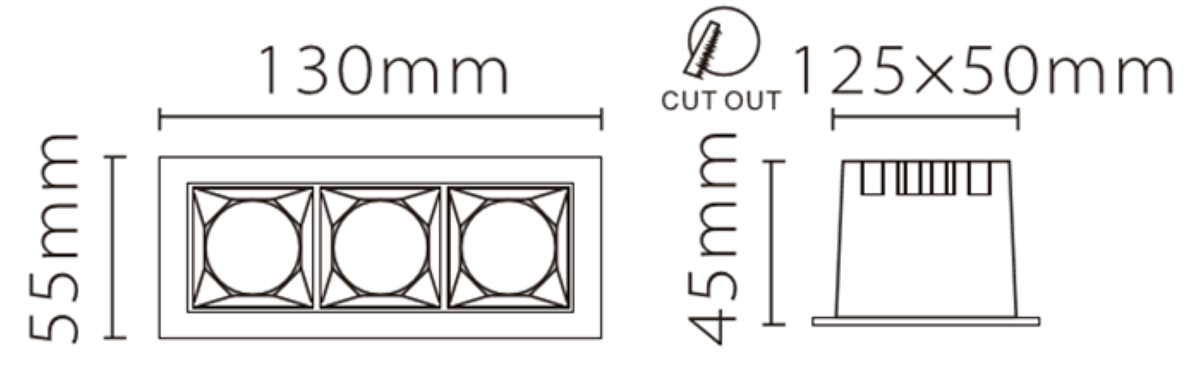 Встраиваемый светильник Fiberli XL003-3T 12130302