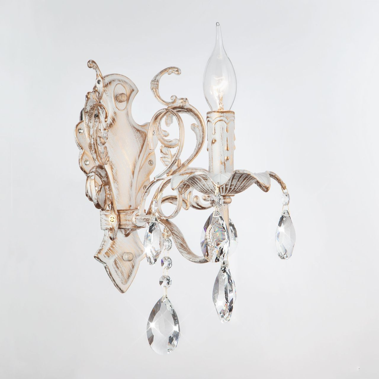 Бра Eurosvet Kiva 3113/1 белый с золотом/прозрачный хрусталь Strotskis