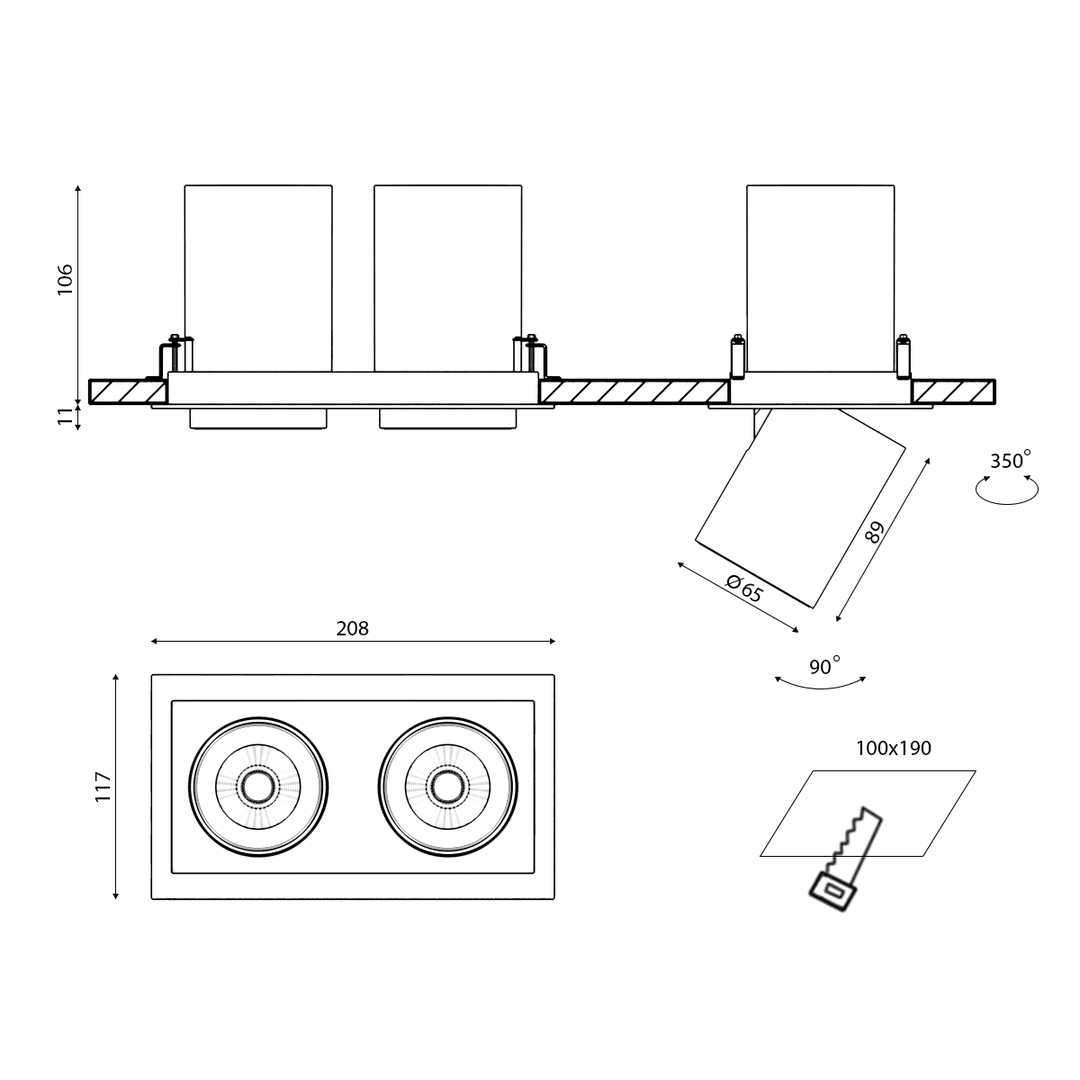 Спот DesignLed SPL-SQ2-12-WW 002330