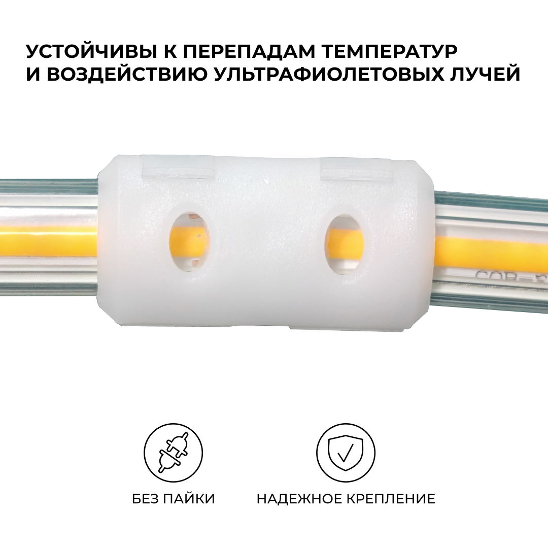 Комплект (5шт) коннекторов для прямого соединения светодиодной ленты COB 220В 288д/м, арт. 17-54/55/56 Apeyron 09-142