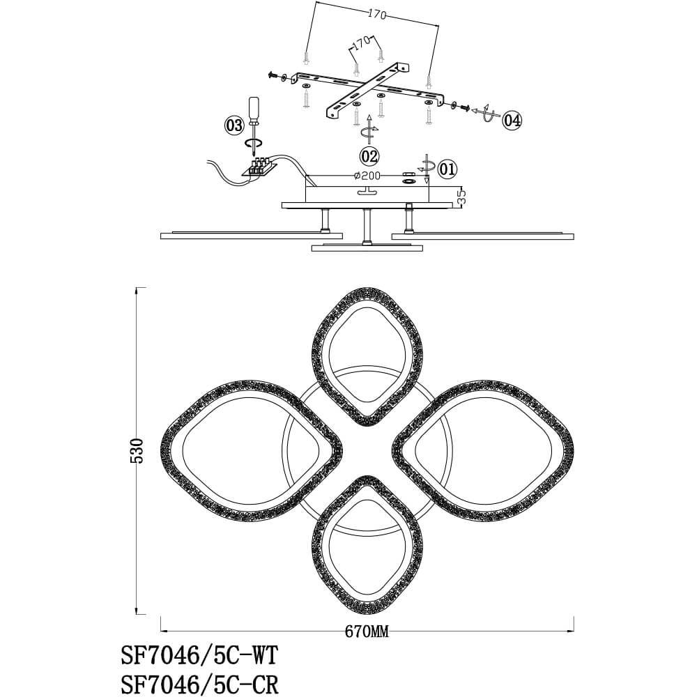 Потолочная светодиодная люстра Seven Fires Roddi SF7046/5C-WT