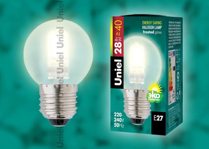 Лампа галогенная (05220) Uniel E27 42W матовая HCL-42/FR/E27 globe