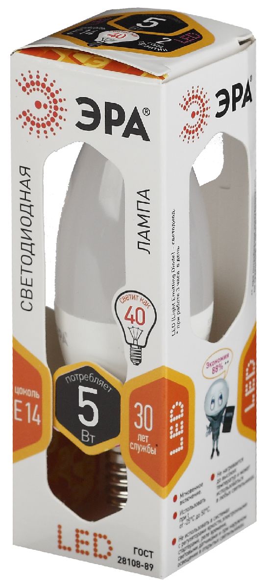 Лампа светодиодная Эра E14 5W 2700K LED B35-5W-827-E14 Б0047931