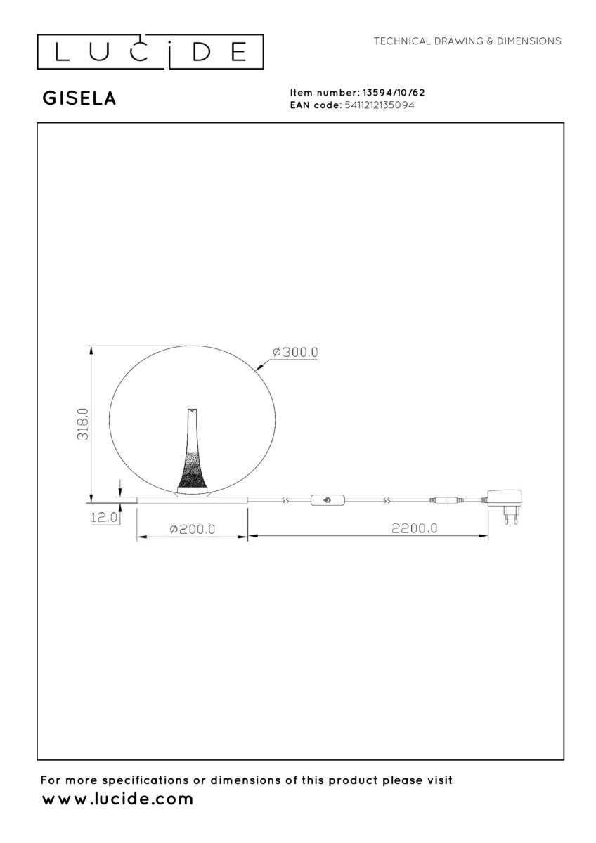 Настольная лампа Lucide Gisela 13594/10/62