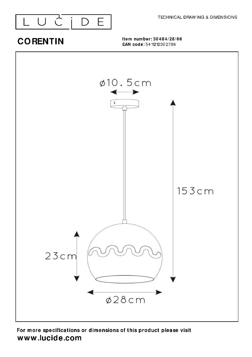 Подвесной светильник Lucide Corentin 30484/28/66