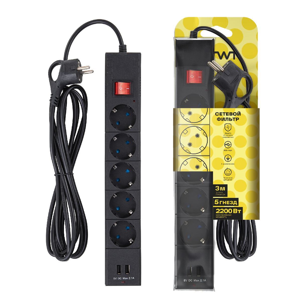 Сетевой фильтр Duwi 32593 2