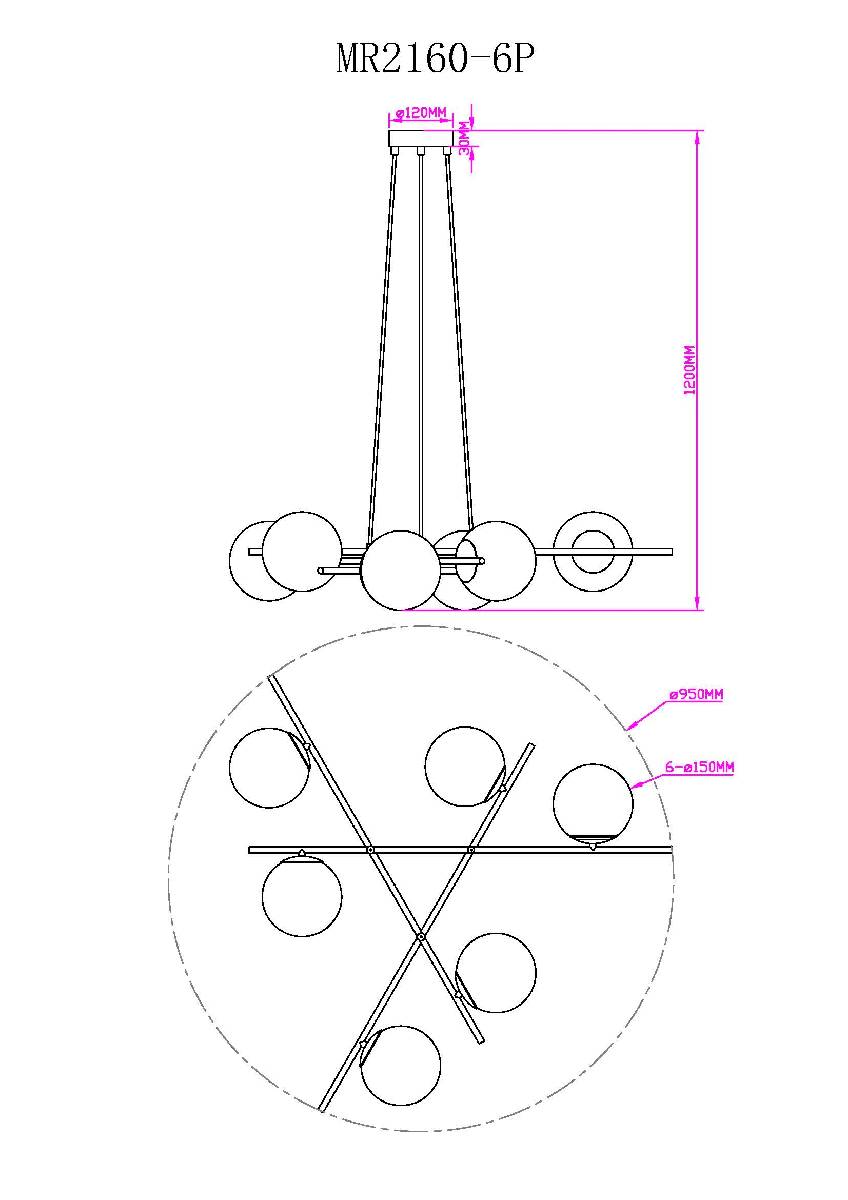 Подвесная люстра Myfar Ilana MR2160-6P