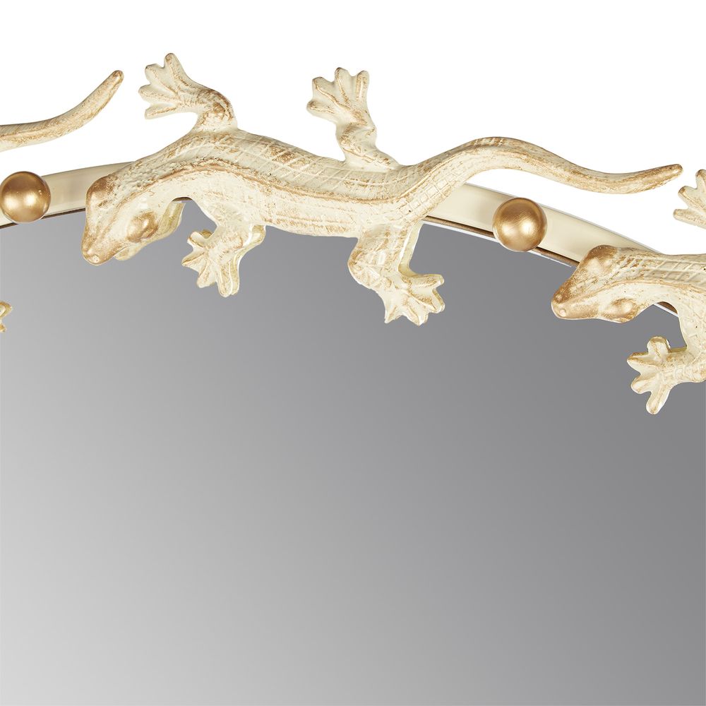 Зеркало Runden Ящерицы белый/золото круглое V20012