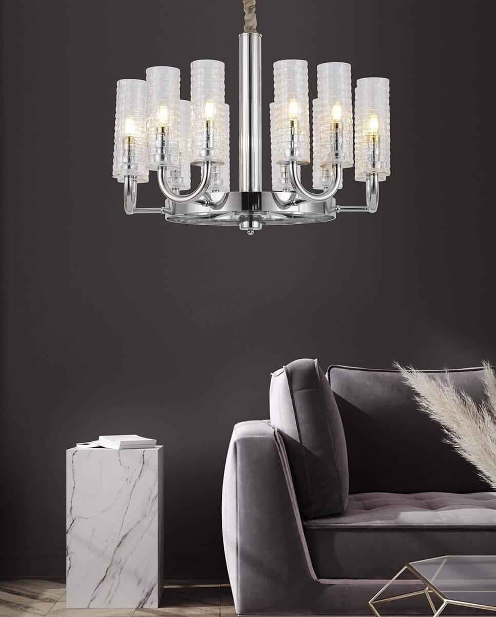 Подвесная люстра неоклассика Lumina Deco Donatti LDP 8011-12 CHR