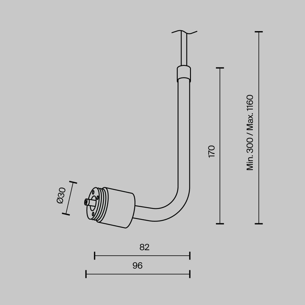 Заглушка для подвесного монтажа с вводом питания Maytoni Shelf CA024PL-P-B
