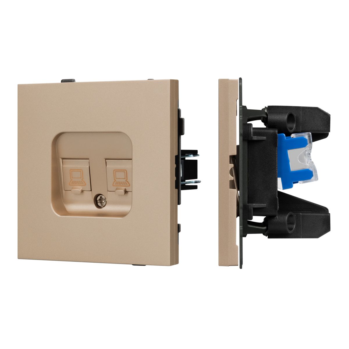 Механизм компьютерной розетки двойной Arlight SCT-TENDO-MPC2-PL-GD (RJ-45, CAT6) 054103