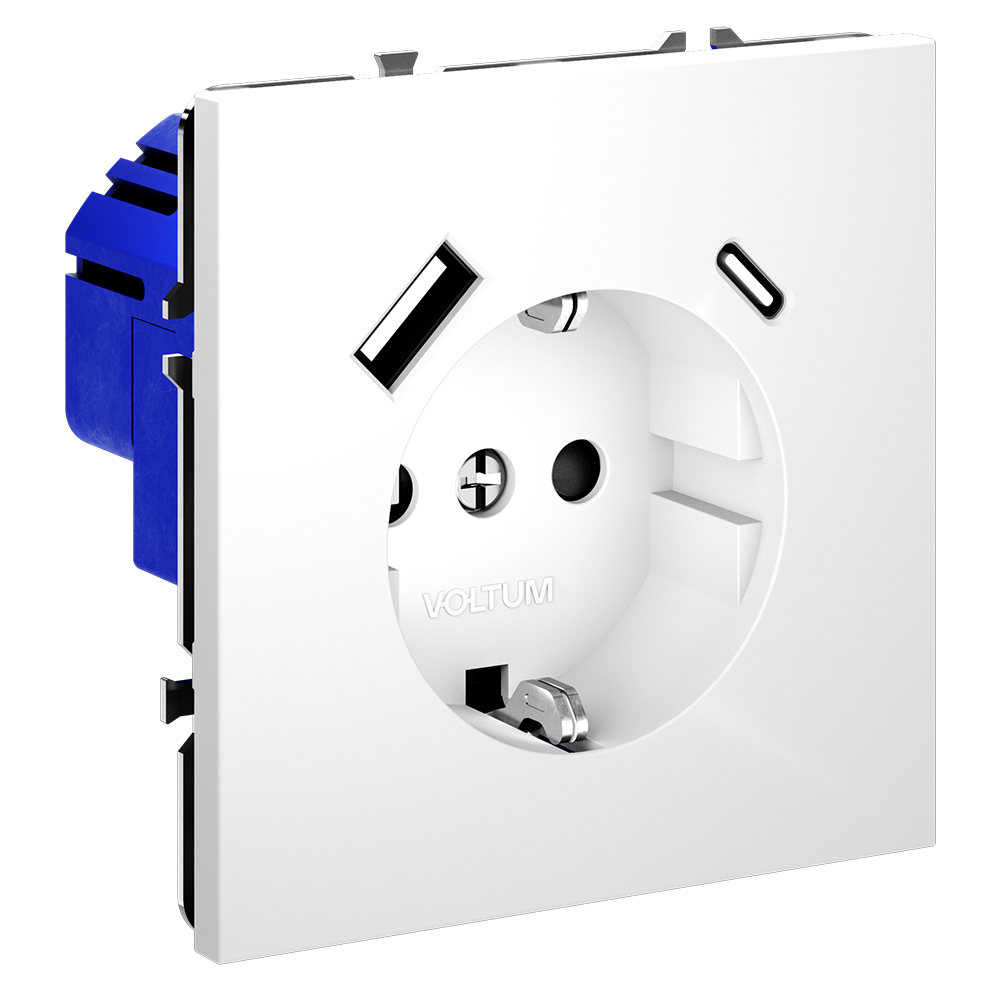 Розетка с USB, A+C Voltum S70 VLS040502 (белый матовый)