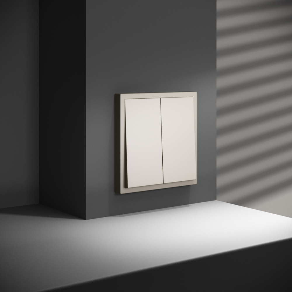 Перекрестный переключатель встраиваемый Voltum S70 двухклавишный 10А, (кашемир) VLS020503