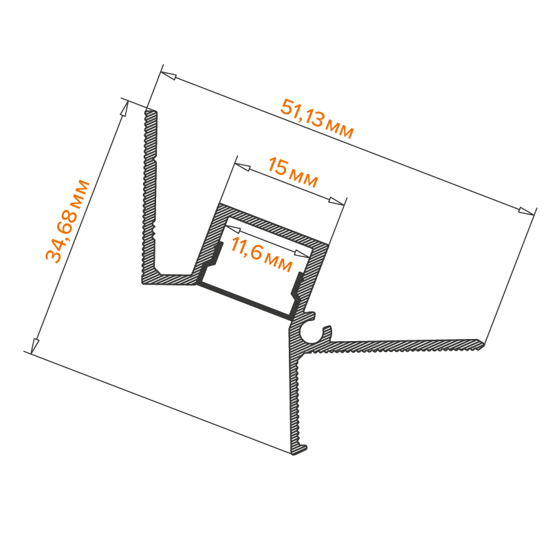 Профиль встраиваемый Wolta WAP-I-51/35/3000-В