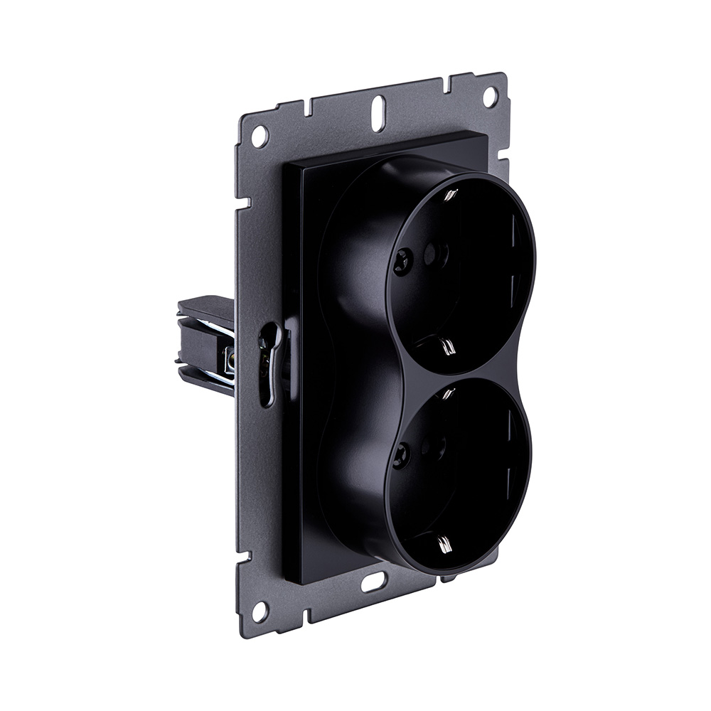 Розетка штепсельная SCHUKO двойная 16A/250 В, черный Kollinger REA-032BK для Aspekt, Eleganz, Reflex