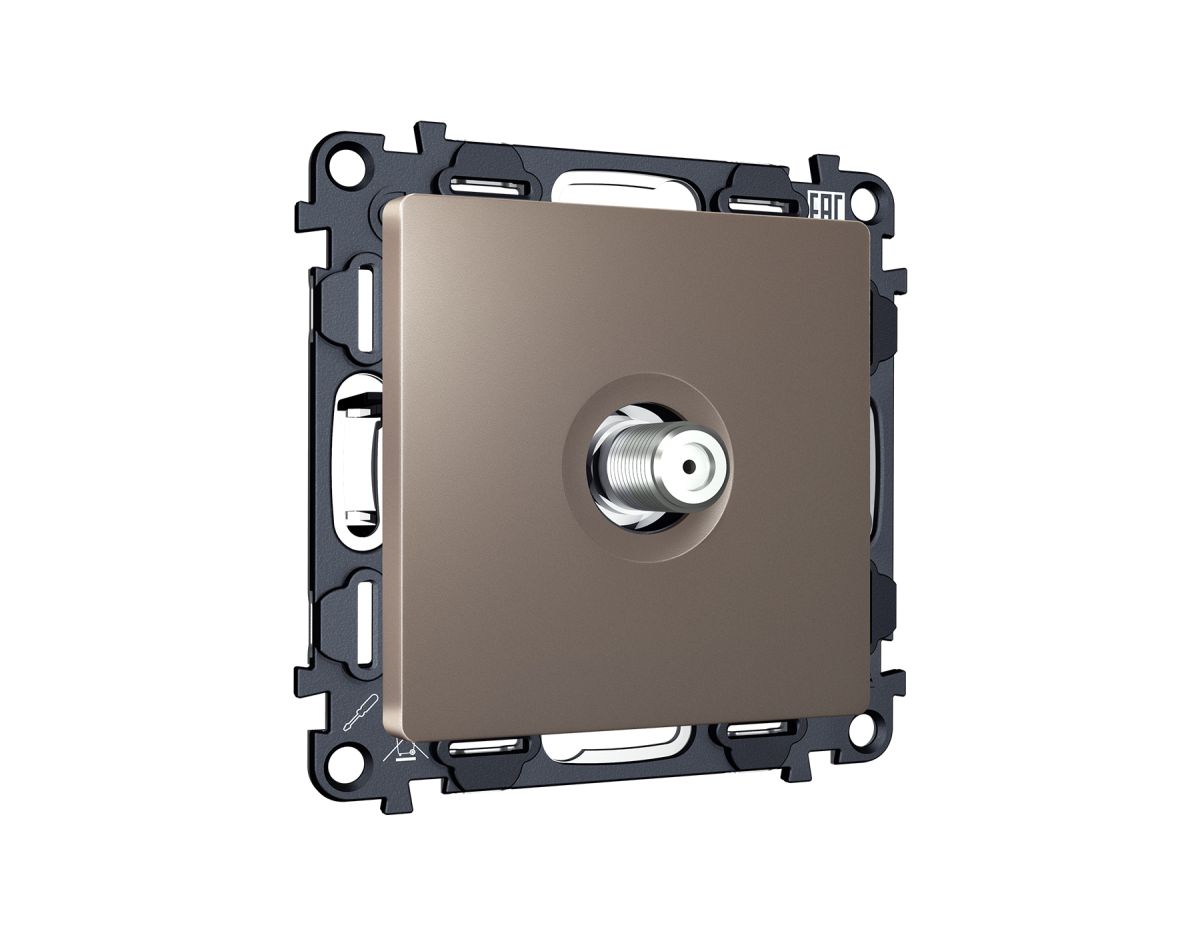 Комплект механизма TV розетки SAT 5-2400MHz 3.5dB Alfa Темная бронза матовый Quant Ambrella Volt MA643050 (AP6430, VM215)