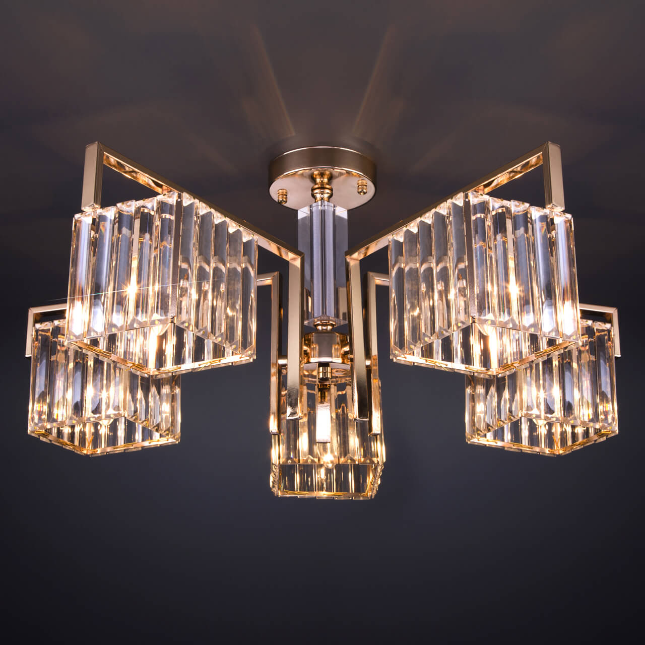 Потолочная люстра Eurosvet April 10126/5 золото/прозрачный хрусталь Strotskis Smart (10117/5)