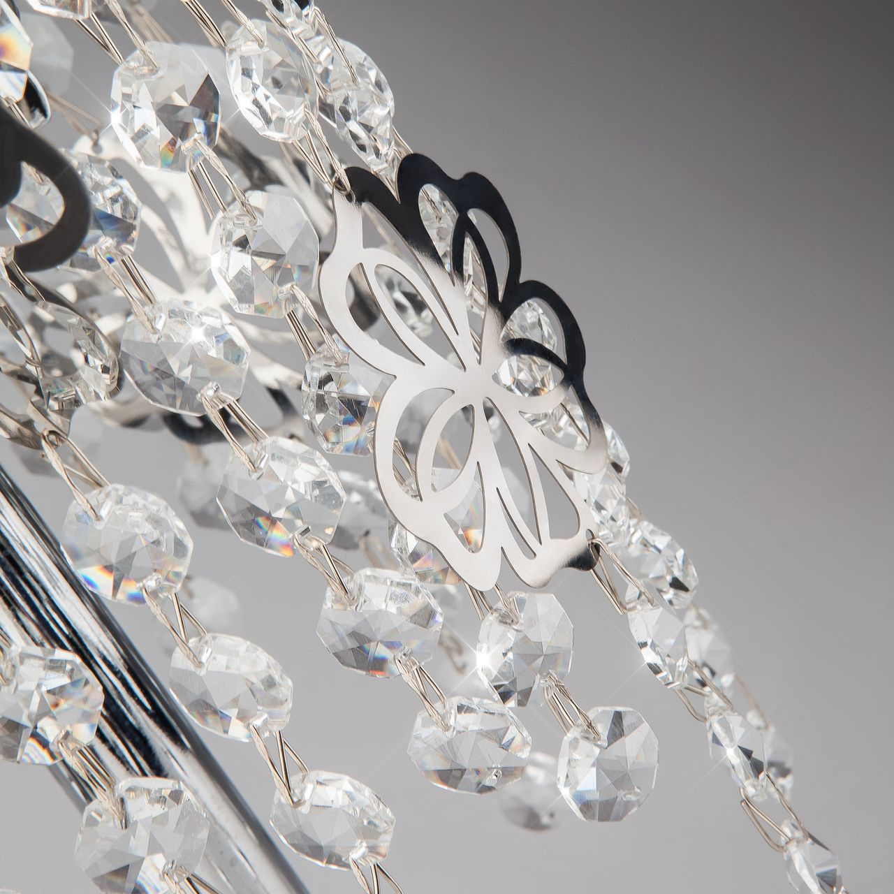 Настольная лампа хрусталь Eurosvet Flower 01035/2 хром/прозрачный хрусталь Strotskis