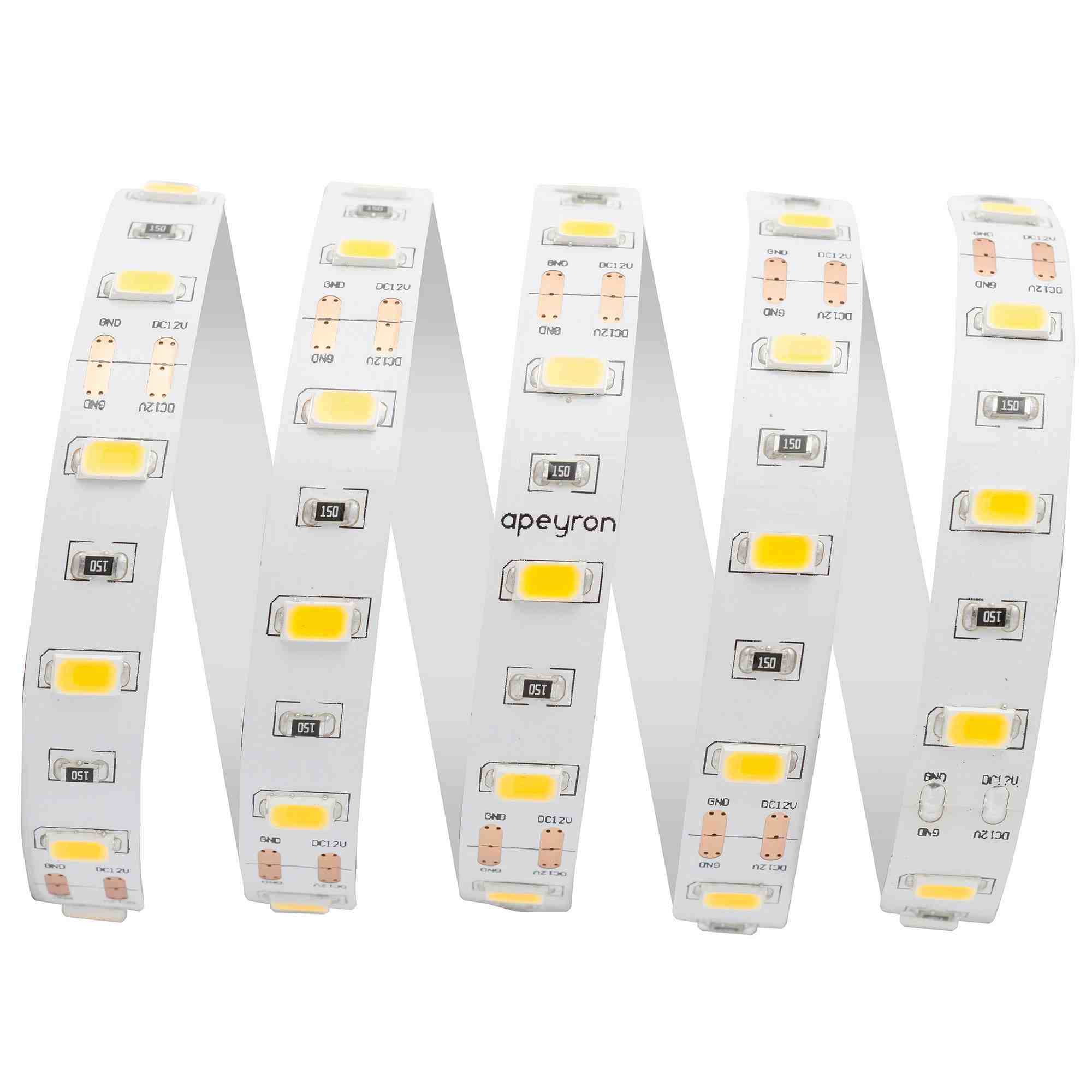 Светодиодная лента Apeyron 12В СТ 9,6Вт/м smd5630, 60д/м IP20 1400Лм/м 3м 3000К 202BL
