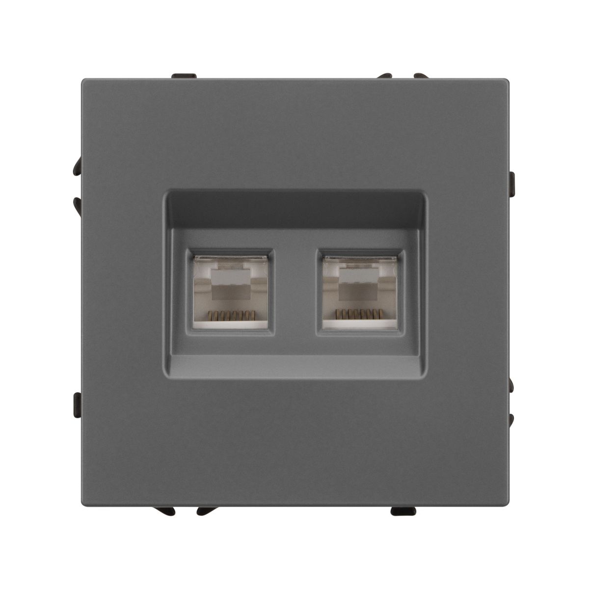 Розетка компьютерная двойная софт-тач серый базальт Arlight SCT-MPC2-SFPL-GR (2хRJ-45, CAT6) 054315(1)
